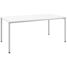 Dailey Training Table with Glides, HPL, 30"W x 60"L, Silver Frame, Designer White