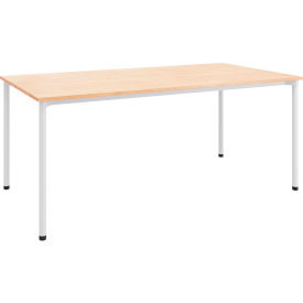 Dailey Training Table with Glides, HPL, 30"W x 60"L, White Frame, Maple
