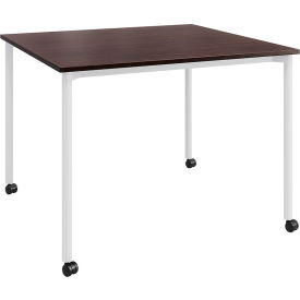 Dailey Training Table with Casters, HPL, 42"W x 42"L, White Frame, Cafelle