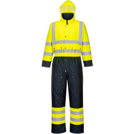 ANSI Class 3 Hi-Vis Contrast Winter Coverall, 6XL, Yellow/Navy