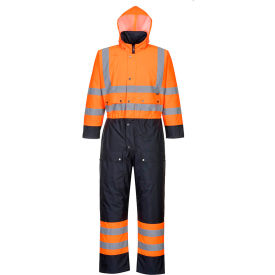 ANSI Class 3 Hi-Vis Contrast Winter Coverall, L, Orange/Navy