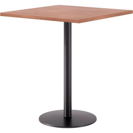 36" Square Pedestal Table, Bistro Height, Black Base, River Cherry Top