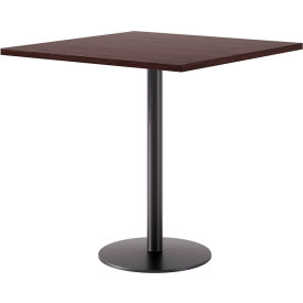 Proof 42" Square Pedestal Table, Bistro Height, Black Base, Espresso Top