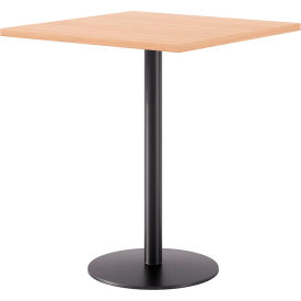 Proof 36" Square Pedestal Table, Bistro Height, Black Base, Maple Top