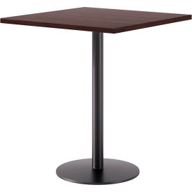 Proof 36" Square Pedestal Table, Bistro Height, Black Base, Espresso Top