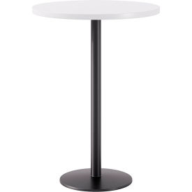 Proof 30" Round Pedestal Table, Bistro Height, Black Base, Designer White Top