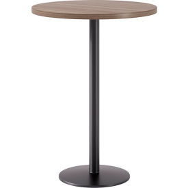 Proof 30" Round Pedestal Table, Bistro Height, Black Base, Studio Teak Top
