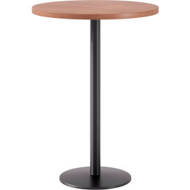 30" Round Pedestal Table, Bistro Height, Black Base, River Cherry Top