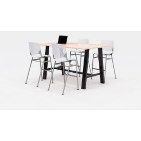 Midtown 72"x 36" Bistro Height Table, 4 Kool Chairs, Maple Top/White