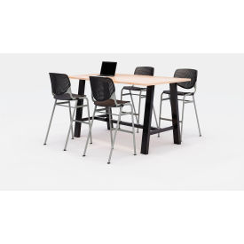 Midtown 72"x 36" Bistro Height Table, 4 Kool Chairs, Maple Top/Black