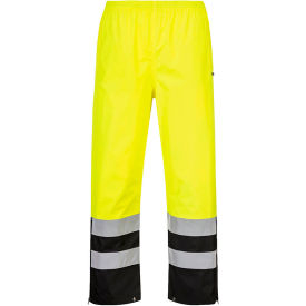 Hi-Vis Contrast Rain Pants, Side Zip Leg, 2XL, Yellow/Black