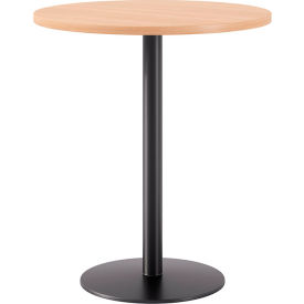 Proof 36" Round Pedestal Table, Bistro Height, Black Base, Maple Top