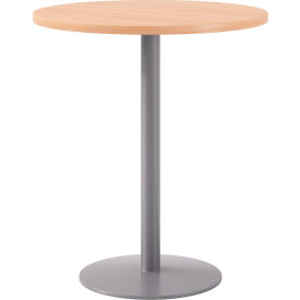 Proof 36" Round Pedestal Table, Bistro Height, Silver Base, Maple Top