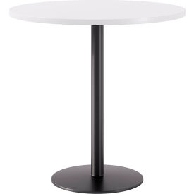Proof 42" Round Pedestal Table, Bistro Height, Black Base, Designer White Top