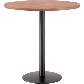 42" Round Pedestal Table, Bistro Height, Black Base, River Cherry Top