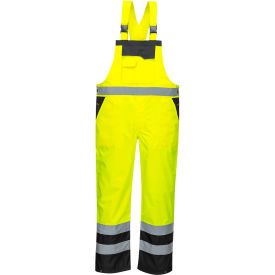 Hi-Vis Breathable Contrast Rain Bib Overall, ANSI Class E, S, Yellow/Black