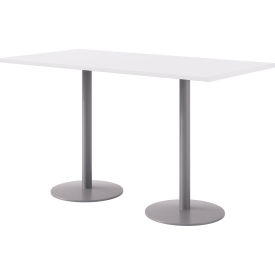 Proof Rectangle Bistro Table, 72"L x 36"W, Silver Base, Designer White Top