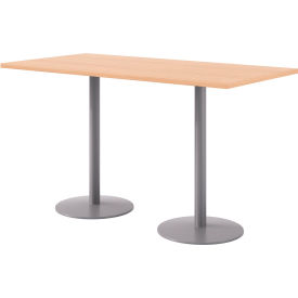 Proof Rectangle Bistro Table, 72"L x 36"W, Silver Base, Maple Top
