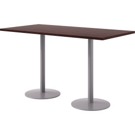 Proof Rectangle Bistro Table, 72"L x 36"W, Silver Base, Espresso Top