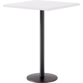 Proof 30" Square Pedestal Table, Bistro Height, Black Base, Designer White Top