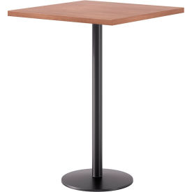 Proof 30" Square Pedestal Table, Bistro Height, Black Base, River Cherry top