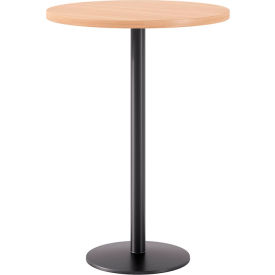 Proof 30" Round Pedestal Table, Bistro Height, Black Base, Maple Top