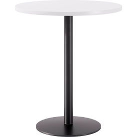 Proof 36" Round Pedestal Table, Bistro Height, Black Base, Designer White Top