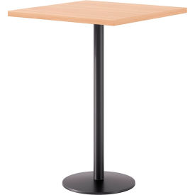 Proof 30" Square Pedestal Table, Bistro Height, Black Base, Maple Top