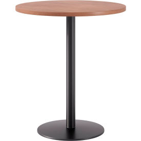 Proof 36" Round Pedestal Table, Bistro Height, Black Base, River Cherry Top
