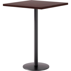 Proof 30" Square Pedestal Table, Bistro Height, Black Base, Espresso Top