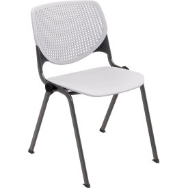 Kool Armless Stacking Chair, Polypropylene, Light Gray Seat/Black Frame
