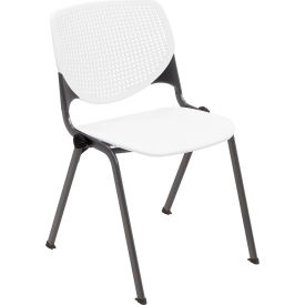 Kool Armless Stacking Chair, Polypropylene, White Seat/Black Frame