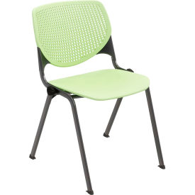 Kool Armless Stacking Chair, Polypropylene, Lime Green Seat/Black Frame