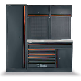 Garage Tool Storage System, 77-3/16"W x 19-1/2"D x 78-3/4"H, Gray
