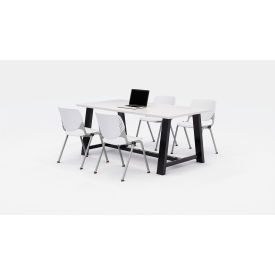 Midtown 72"x 36" Cafe Height Table, 4 Kool Chairs, Designer White Top/White