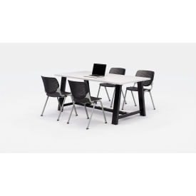 Midtown 72"x 36" Cafe Height Table, 4 Kool Chairs, Designer White Top/Black