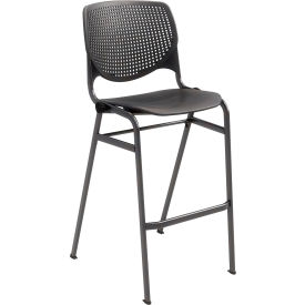 Bar Stool, Polypropylene Seat & Back, 400 lb. Capacity, Black