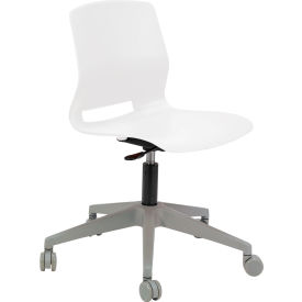 Imme Armless Stacking Task Chair with Casters, Polypropylene, White Seat/Silver Frame