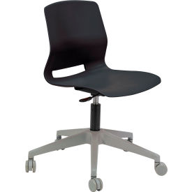 Imme Armless Stacking Task Chair with Casters, Polypropylene, Black Seat/Silver Frame