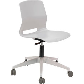 Imme Armless Stacking Task Chair w/ Casters, Polypropylene, Light Gray Seat/Silver Frame
