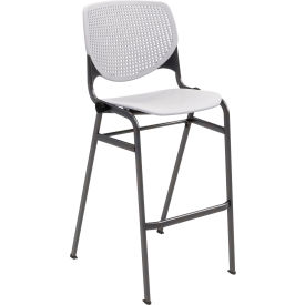 Bar Stool, Polypropylene Seat & Back, 400 lb. Capacity, Light Gray
