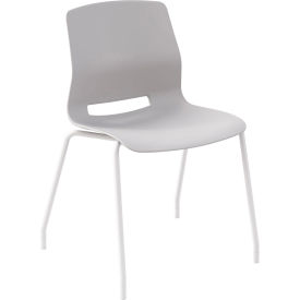 Imme Armless Stacking Chair, Polypropylene, Light Gray Seat/White Frame