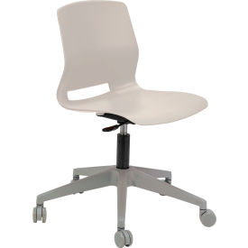 Imme Armless Stacking Task Chair with Casters, Polypropylene, Moonbeam Seat/Silver Frame