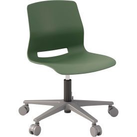 Imme Armless Stacking Task Chair w/Casters, Polypropylene, Slate Green Seat/Silver Frame
