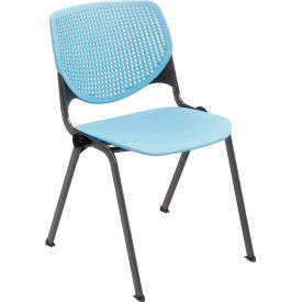 Kool Armless Stacking Chair, Polypropylene, Sky Blue Seat/Black Frame