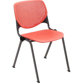 Kool Armless Stacking Chair, Polypropylene, Coral Seat/Black Frame