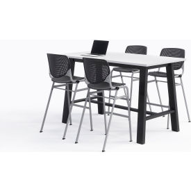 Midtown 72"x 36" Bistro Height Table, 4 Kool Chairs, Designer White Top/Black