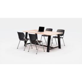 Midtown 72"x 36" Cafe Height Table, 4 Kool Chairs, Maple Top/Black