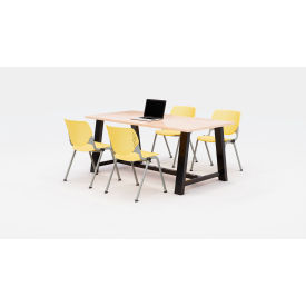Midtown 72"x 36" Cafe Height Table, 4 Kool Chairs, Maple Top/Yellow