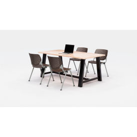 Midtown 72"x 36" Cafe Height Table, 4 Kool Chairs, Maple Top/Brownstone